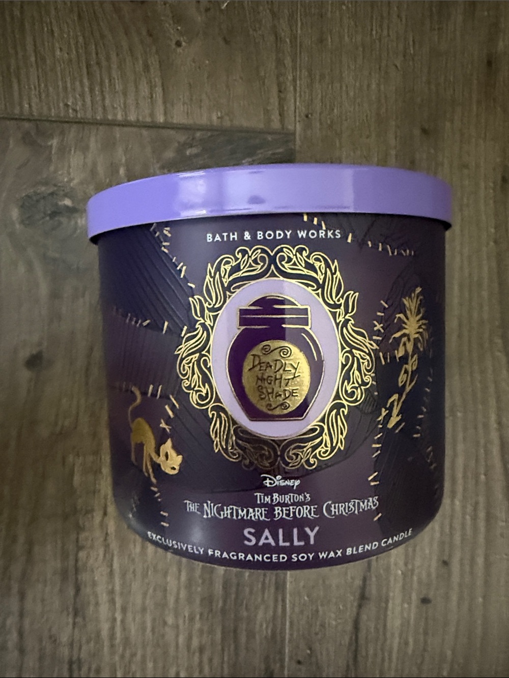 Bath & Body Works Purple & Gold Sally The Nightmare Before Christmas Candle